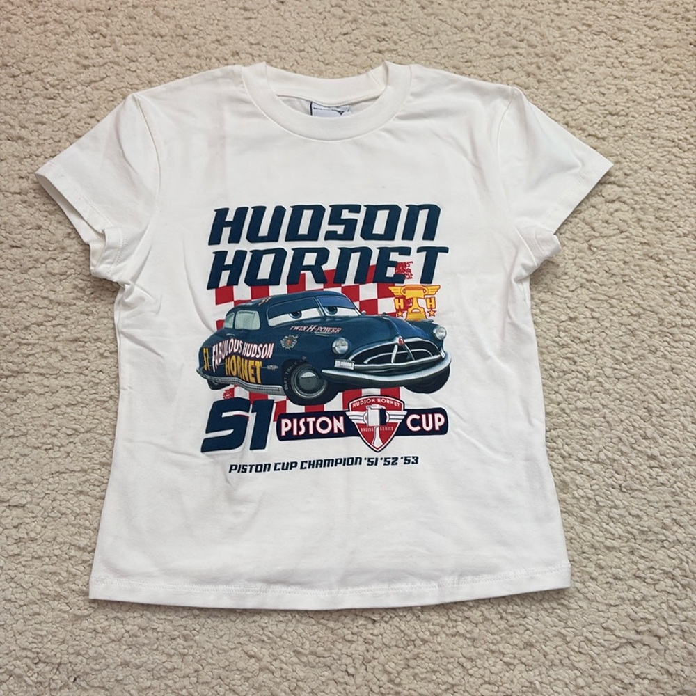 Bershka Disney Cars Hudson Hornet Baby Tee (Size: Medium)